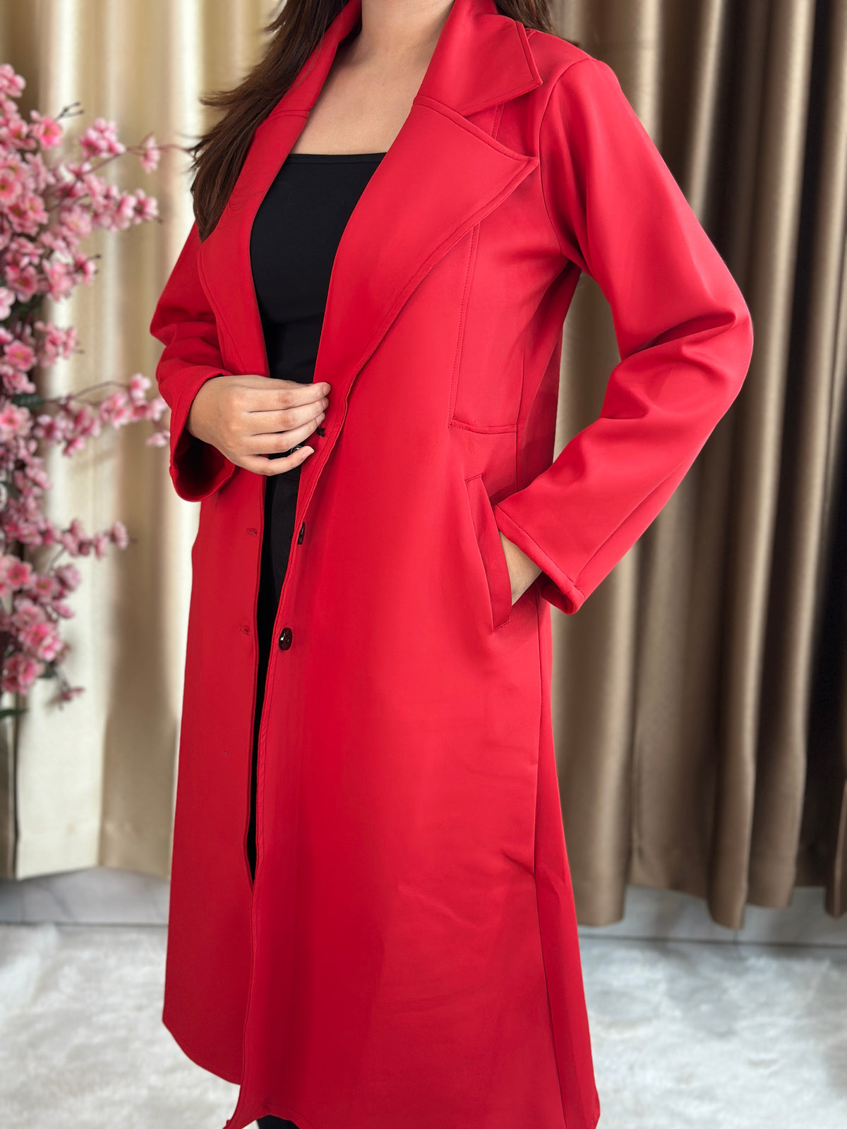 Rust Longline Coat Red