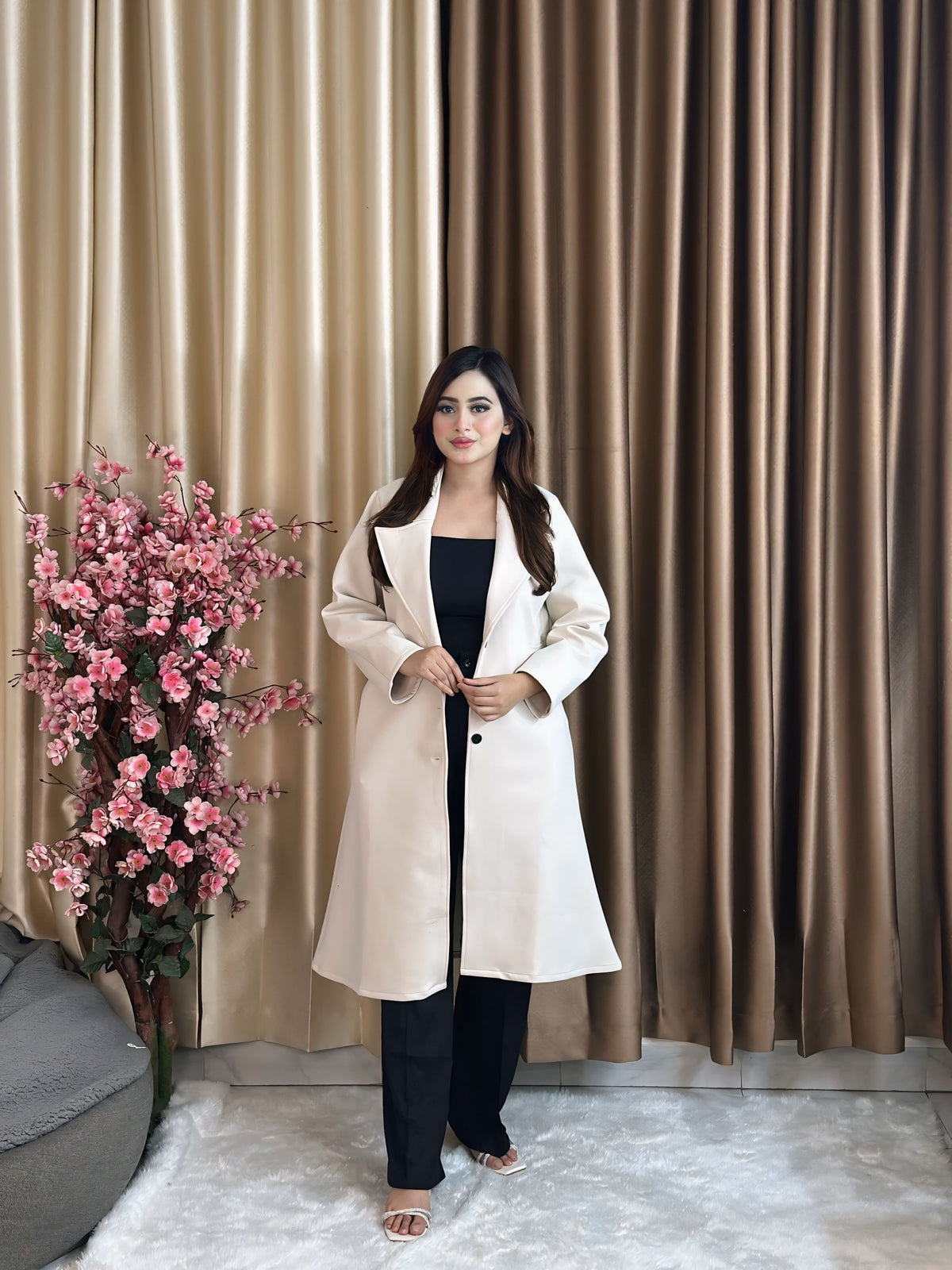 Rust Longline Coat White