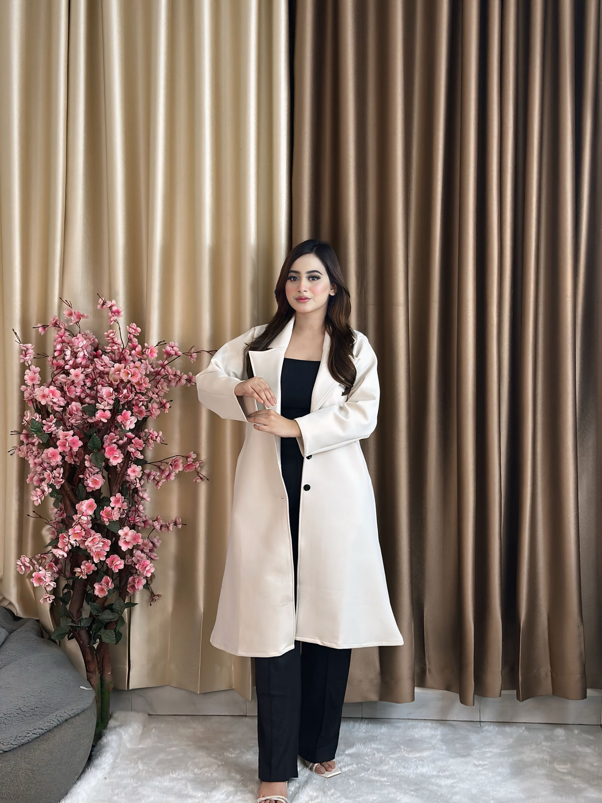 Rust Longline Coat White