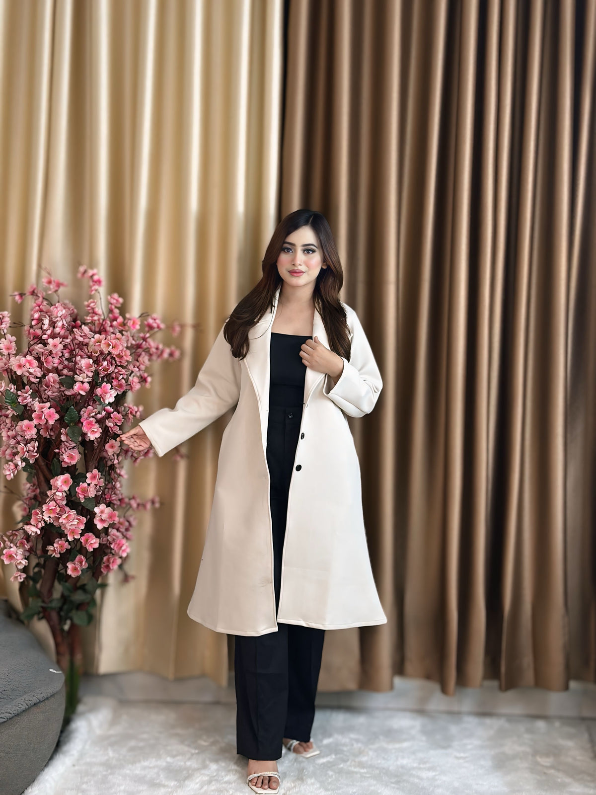 Rust Longline Coat White