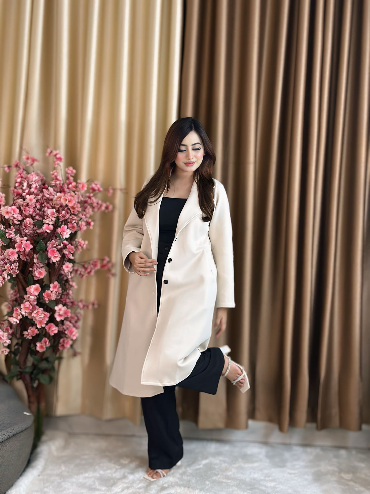 Rust Longline Coat White