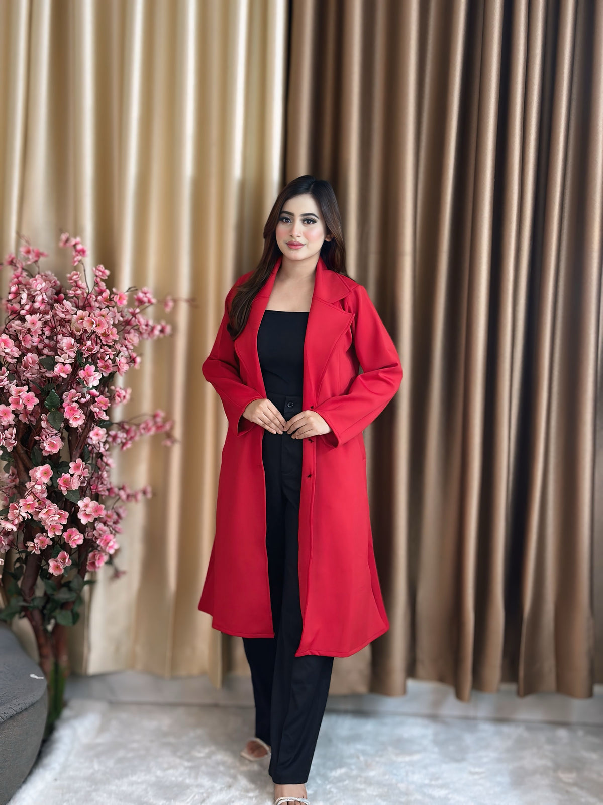 Rust Longline Coat Red