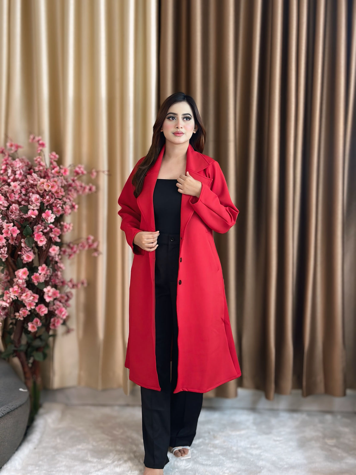 Rust Longline Coat Red
