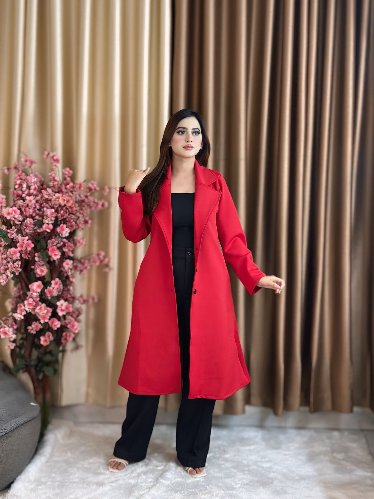 Rust Longline Coat Red