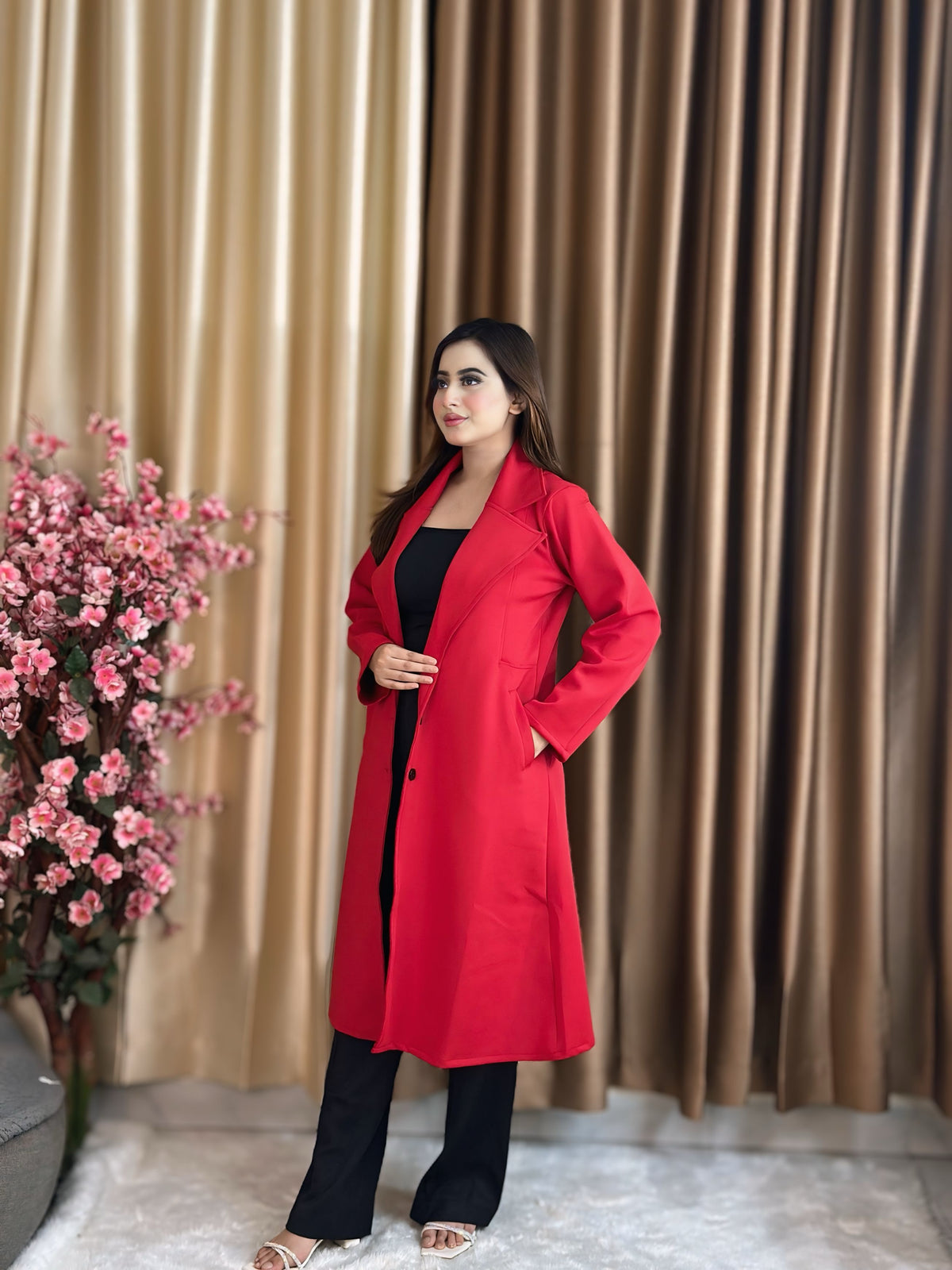 Rust Longline Coat Red