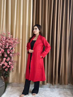 Rust Longline Coat Red