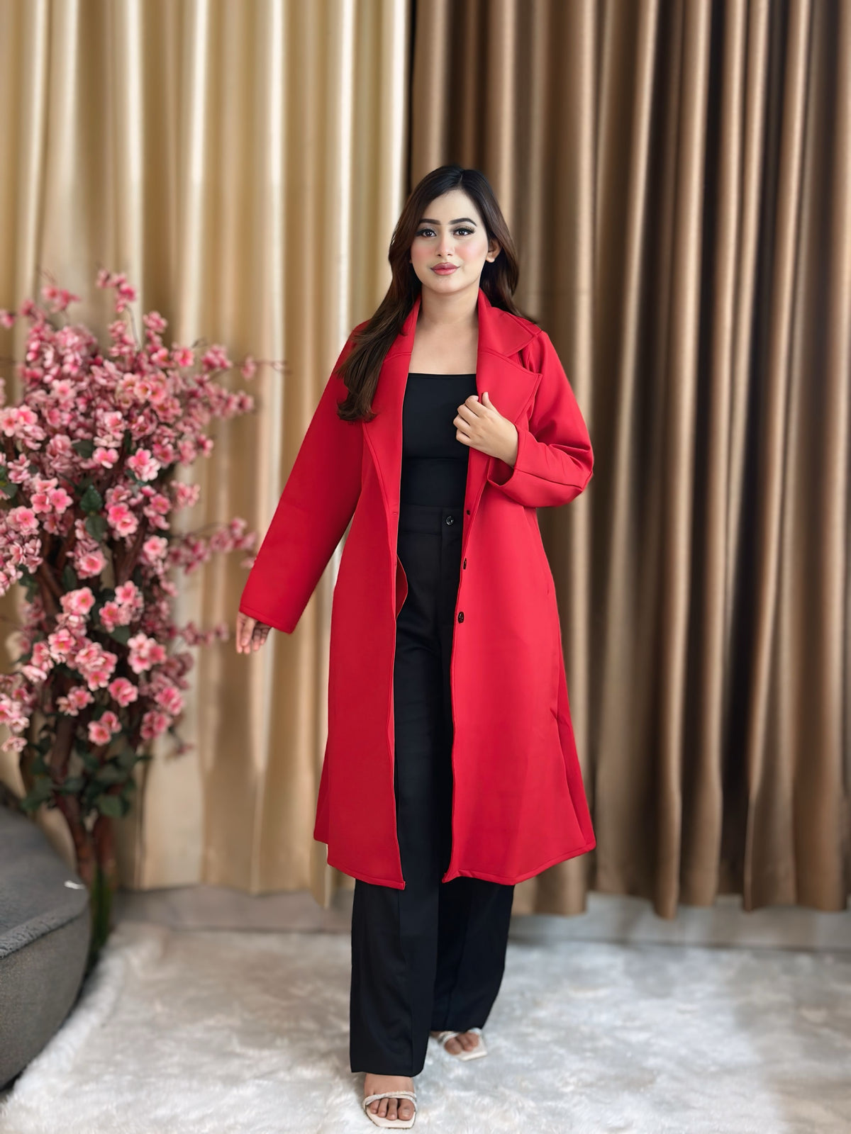 Rust Longline Coat Red