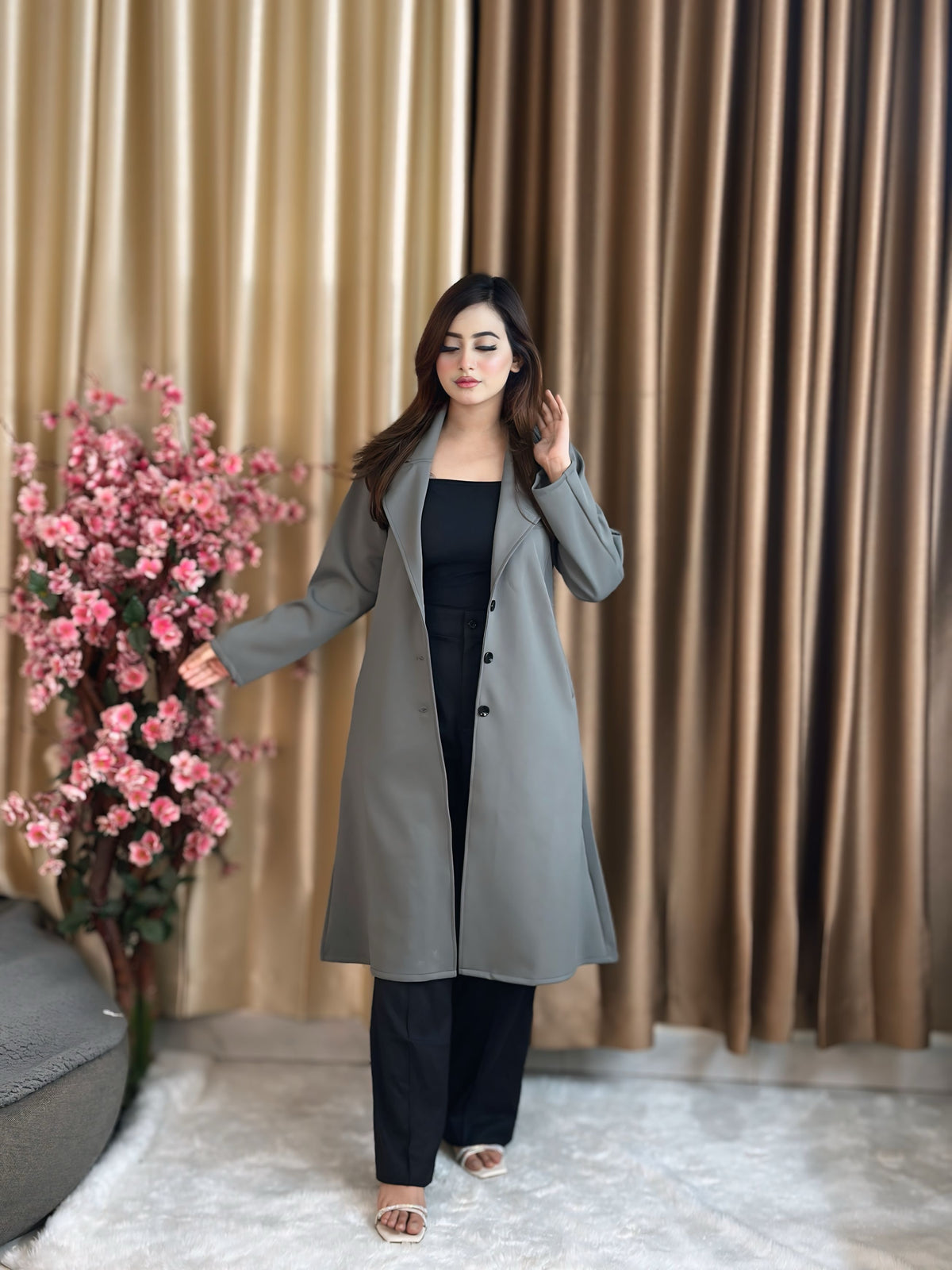 Rust Longline Coat Black