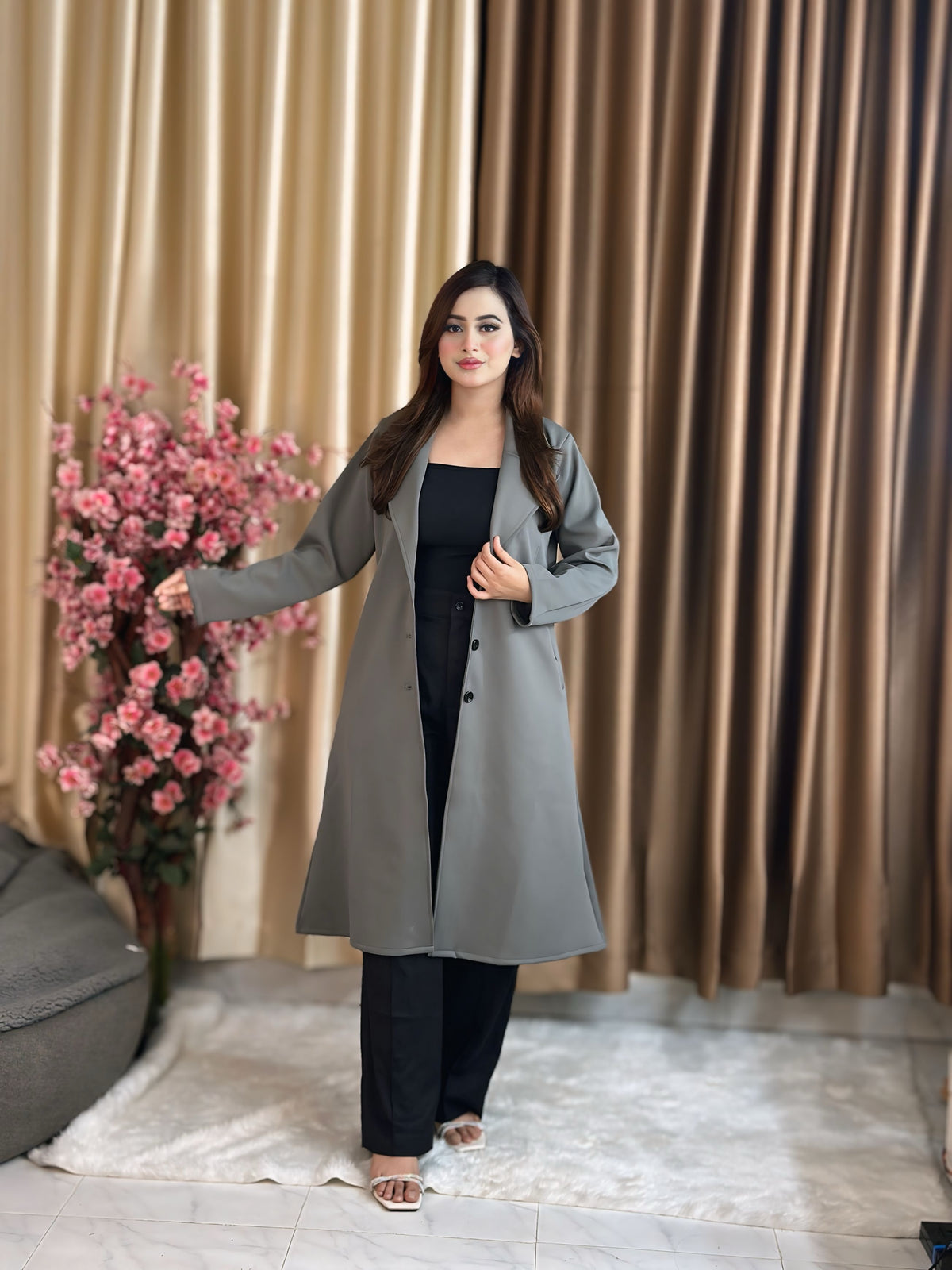 Rust Longline Coat Black