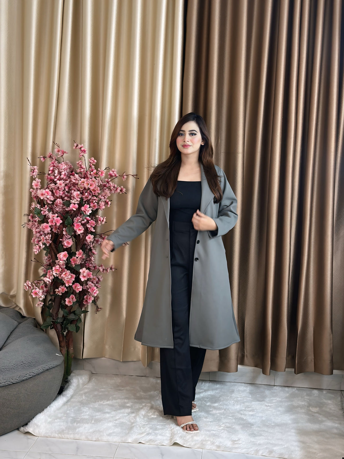 Rust Longline Coat Black