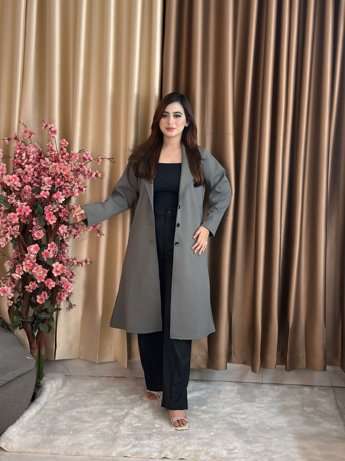 Rust Longline Coat Black